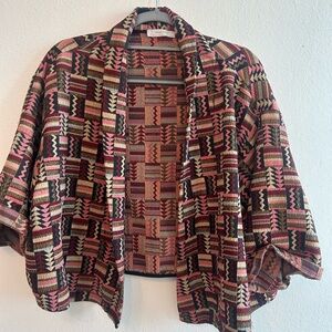 Vintage Zara Geometric Multicolor Women's Poncho made in Morocco